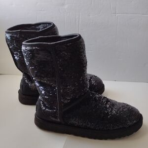 UGG Classic Cosmos Sequin Black  Women's Booties 7